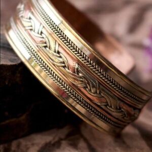 Nepalese Cuff Bracelet | Hand-wrought Mixed Metal Braided Designed